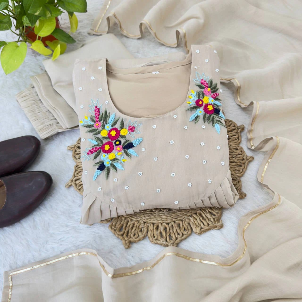 👗💥💥Presenting By New Party Wear L@@K Pure Viscos Mul Chanderi Cotton A Line pattern P@nt With Dup