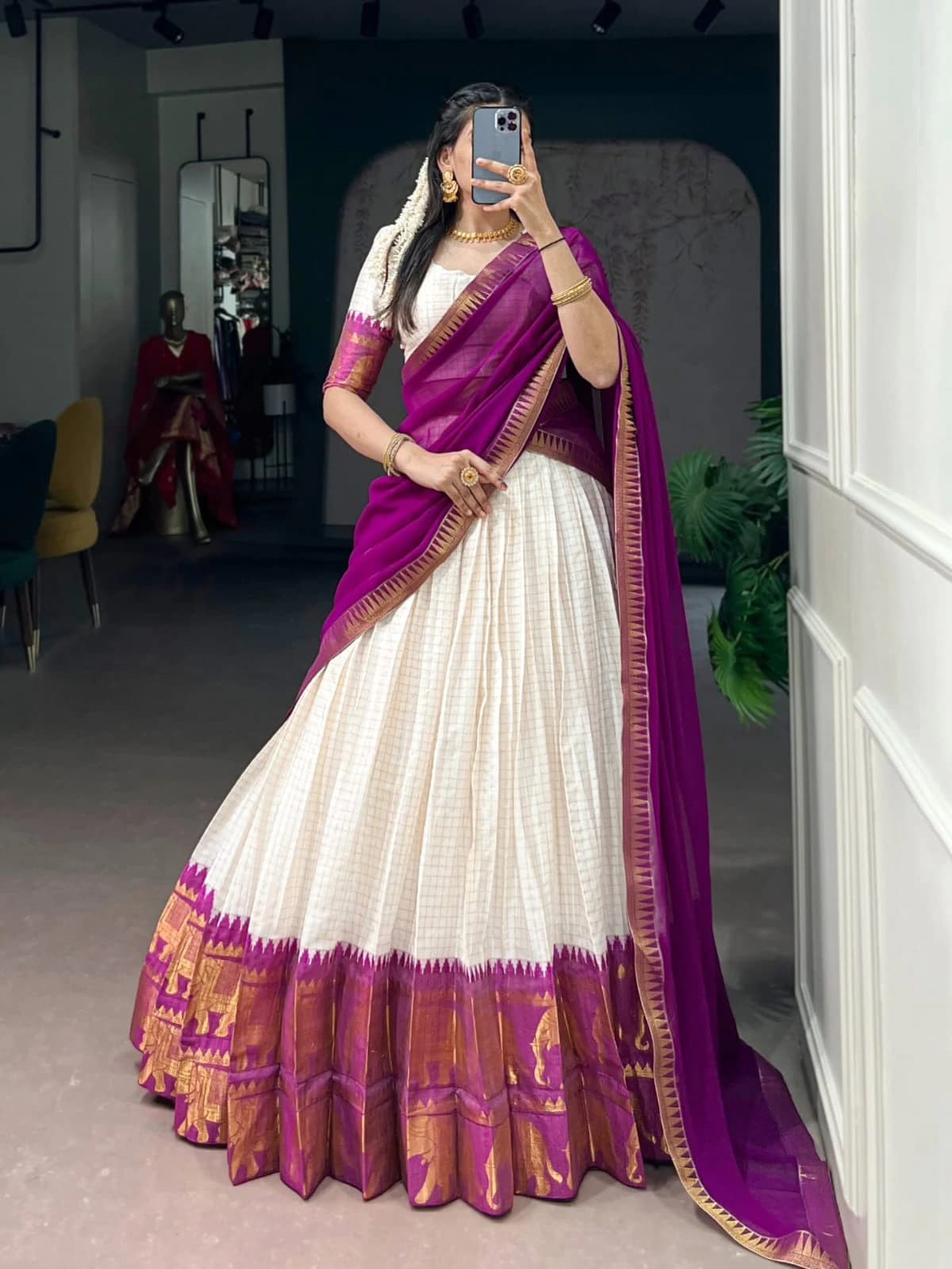 Kalyani Cotton Lehenga Choli with Georgette Dupatta